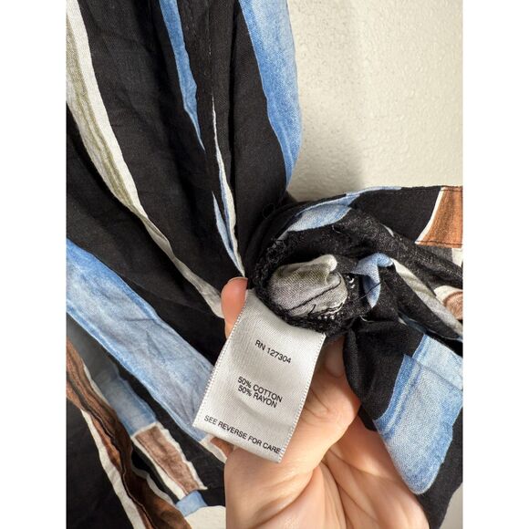 Vincente Womens Striped Tank Top Sz L Lagenlook Boho Beachy Artsy Coastal - Picture 6 of 8